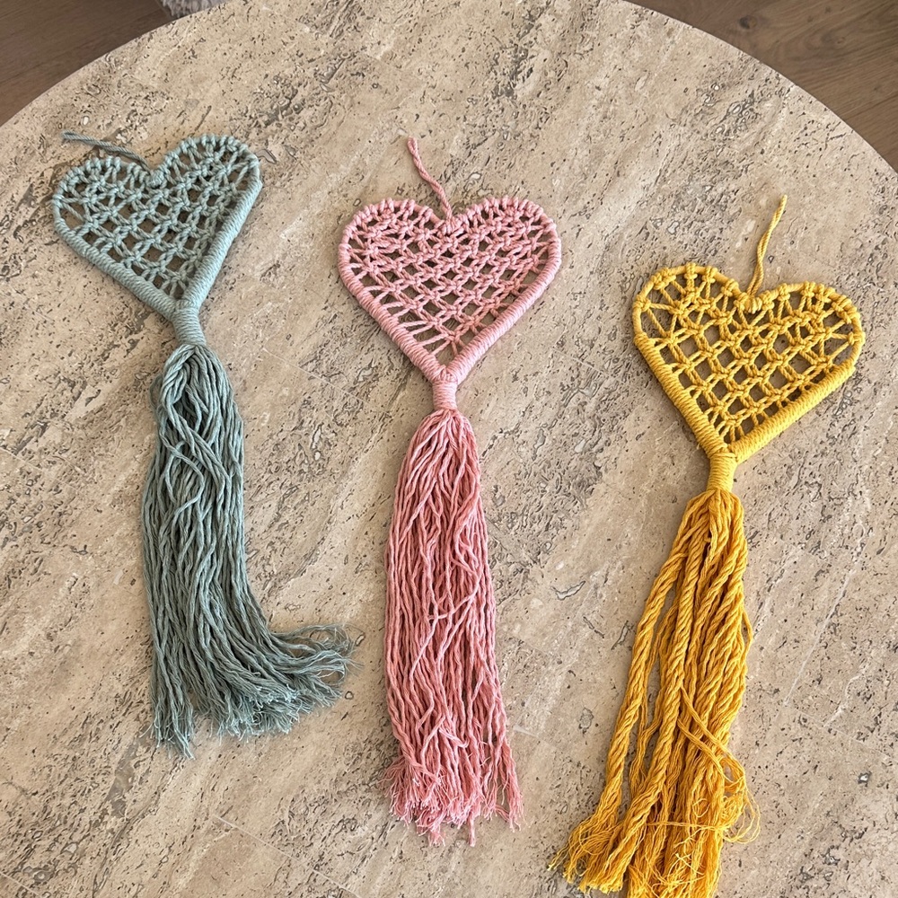 Handmade Macramé Heart Wall Hangings